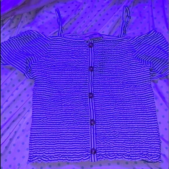 Blue and White Stripped Button Down Shirt - Picture 1 of 3
